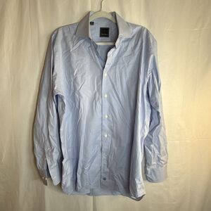 Men’s David Donahue Blue Check Long Sleeve Size 34/35 Preowned
